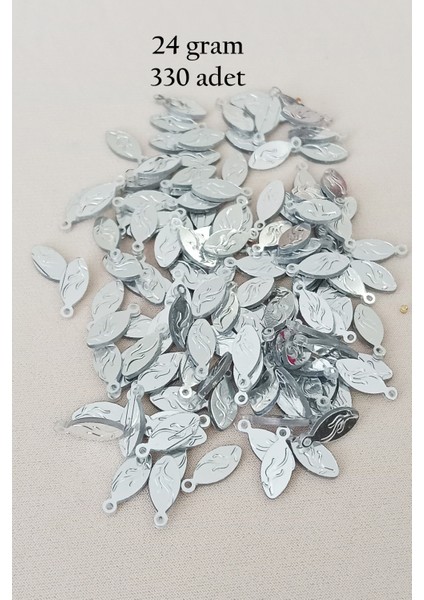 Oya Abiye Bileklik Kolye Pleksi Metalik Plastik Pul Gümüş Renk 24 Gram 330 Adet - BNC575