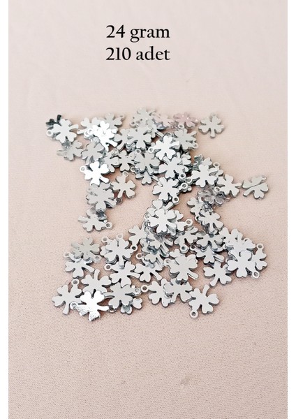 Oya Abiye Bileklik Kolye Pleksi Metalik Plastik Pul Gümüş Renk 24 Gram 210 Adet - BNC562