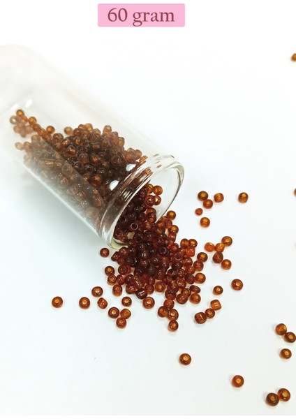 Dökme Cam Kum Boncuk (8/0) 3 mm - 60 Gram - Şeffaf Koyu Kahve - BNC200