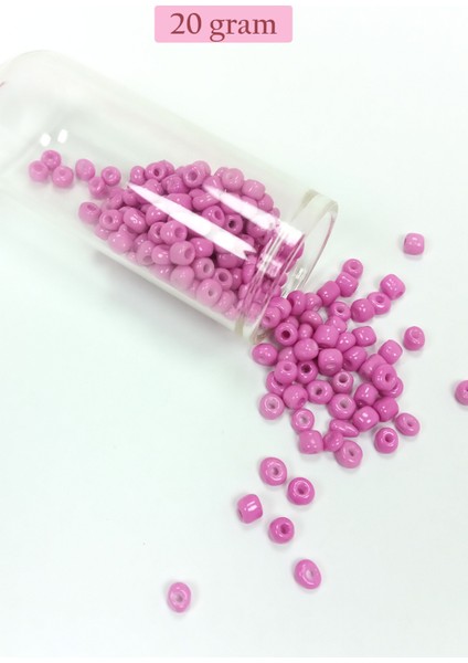 Dökme Cam Kum Boncuk Büyük Boy (6/0) 4 mm - 20 Gram - Koyu Pembe - BNC091