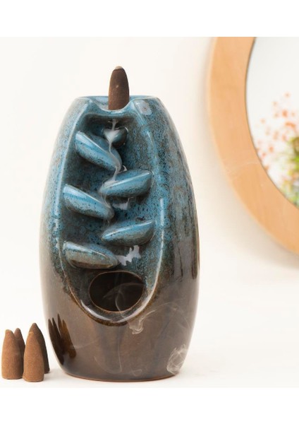 Dekoratif Haki Yeşil Geri Akışlı Şelale Tütsülük