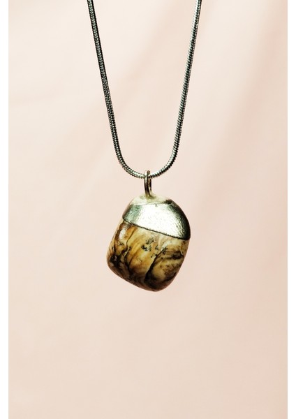 Jasper Doğal Taşı Zincirli El Yapımı Kolye Uç: 2 cm Zincir: 20 cm Kutulu modelleri