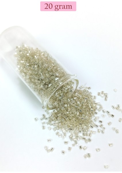 Kesme Cam Boncuk 2mm - 20 Gram - Şeffaf Gümüş -BNC330