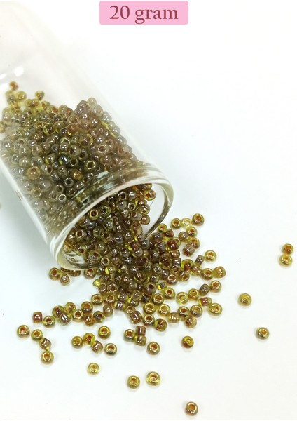 Dökme Cam Kum Boncuk (8/0) 3 mm - 20 Gram - Yeşil Siyah - BNC182