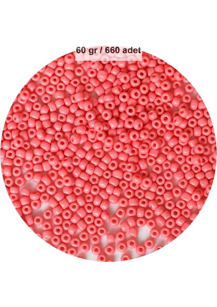 Pembe Renk 4 mm Yaklaşık 660 Adet / 60 Gram Cam Boncuk Oya Yazma Bileklik ve Kolye
