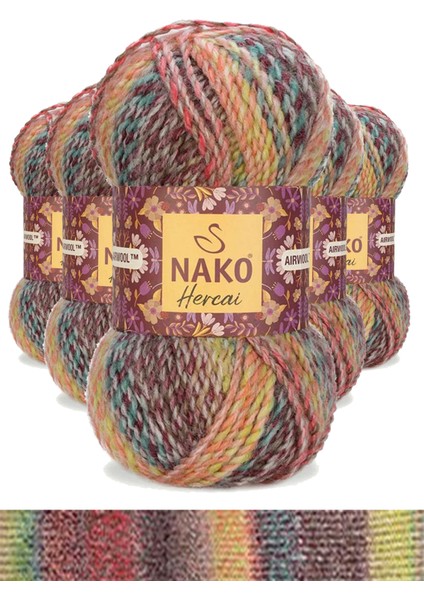 5 Adet Hercai Ebruli Hırka Kazak Atkı Bere El Örgü Ipi Yünü 28030