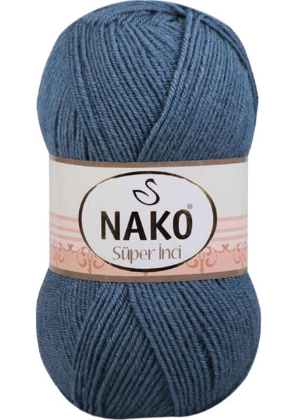 1 Adet Süper Inci El Örgü Ipi 100 gr Fırtına Mavi 185