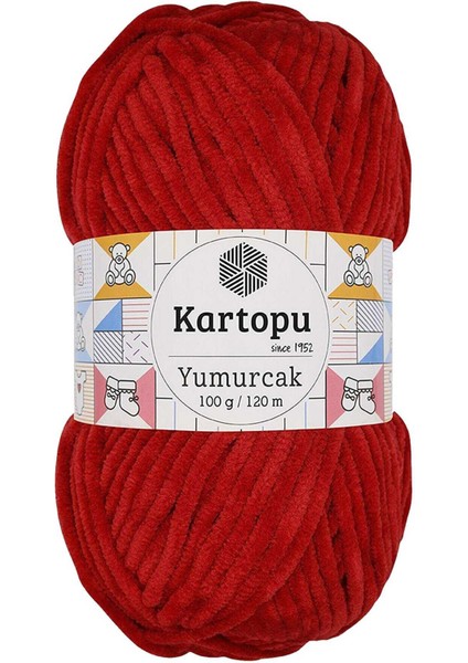 1 Adet Yumurcak Kadife El Örgü Ipi Kırmızı K126