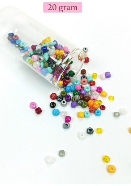Dökme Cam Kum Boncuk Büyük Boy (6/0) 4 mm - 20 Gram - Karışık Renkli - BNC096