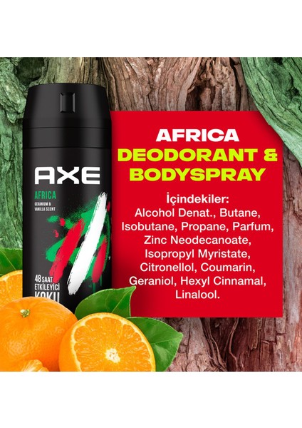 2 Adet Axe Africa Erkek Deodorant Sprey 150 ml