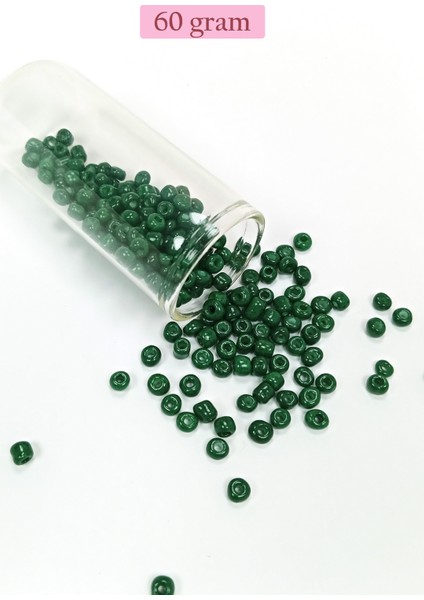 Dökme Cam Kum Boncuk Büyük Boy (6/0) 4 mm - 60 Gram - Koyu Yeşil - BNC140
