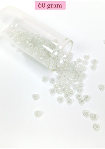 Dökme Cam Kum Boncuk Büyük Boy (6/0) 4 mm - 60 Gram - Inci Beyaz - BNC117