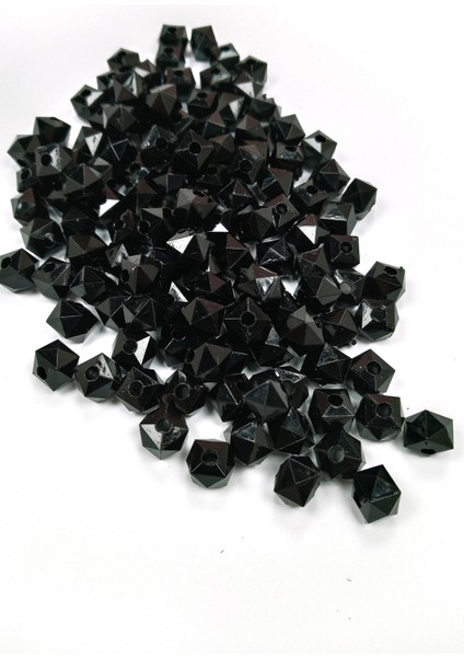 Küp Boncuk Içten Boncuklu Bileklik Çanta Boncuğu 10 mm 50 gr Siyah - BNC457