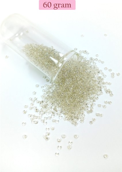 Dökme Cam Kum Boncuk (11/0) 2 mm - 60 Gram - Şeffaf Beyaz - BNC053