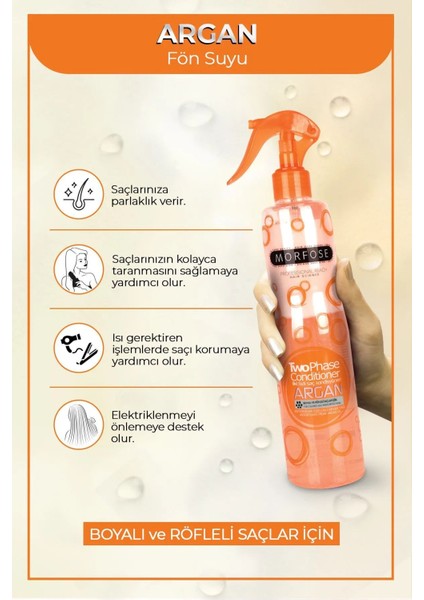 Argan Çift Fazlı Kondisyoner Fön Suyu 400 ml - Mrfs modelleri