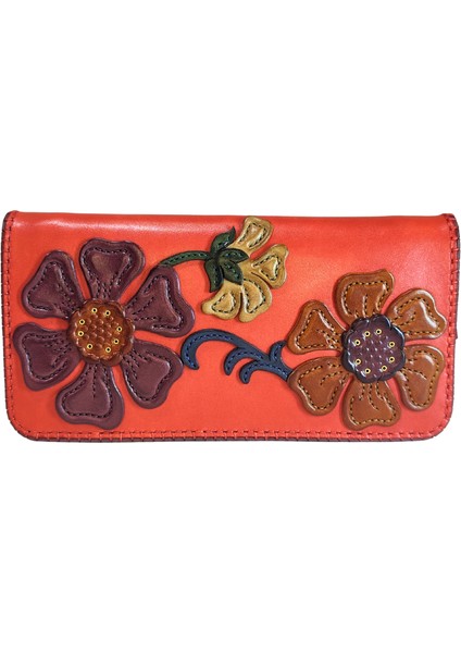 Oşum El Yapımı (Handmade) Çok Bölmeli, Bozuk Para ve Bol Kartlık Alanlı Kadın Deri Cüzdan 40062