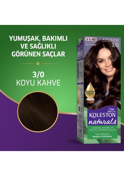 Naturals Saç Boyası Koyu Kahve 3/0 2x Paket