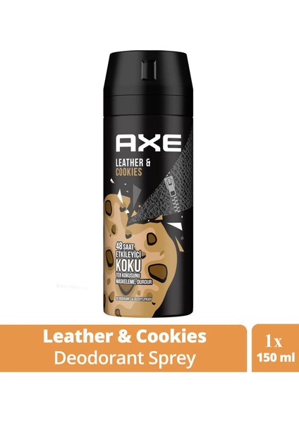 Axe Erkek Sprey Deodorant Leather & Cookies 48 Saat Etkileyeci Koku 150 ml