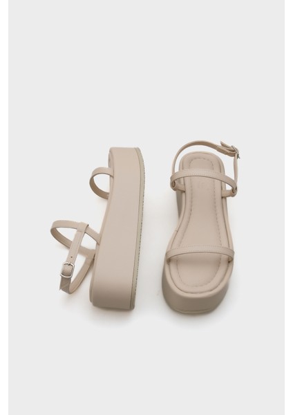 Devin Ince Çift Bantlı Dolgu Topuklu Kadın Flatform Sandalet fiyatları