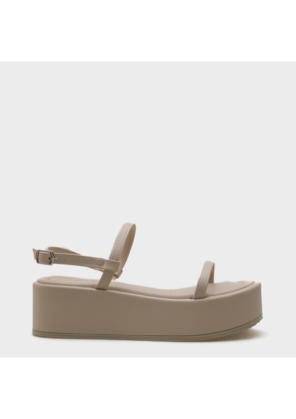 Devin Ince Çift Bantlı Dolgu Topuklu Kadın Flatform Sandalet modelleri