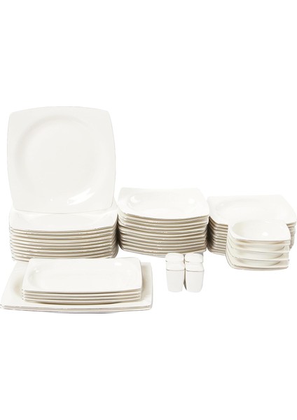 Porselen Bone Mare 50 Parça 12 Kişilik Platin Fileli Yemek Takımı