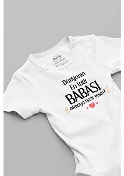 Organik %100 Pamuk Dünyanın En Tatlı Babası Sürpriz Baskılı Bebek Body Çıtçıtlı Badi Zıbın 5239