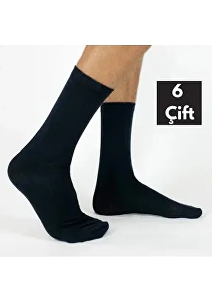 6 Çift Siyah Dikişsiz Erkek Soket Çorap Pamuk Elastan Örme Desen Yıkamalı