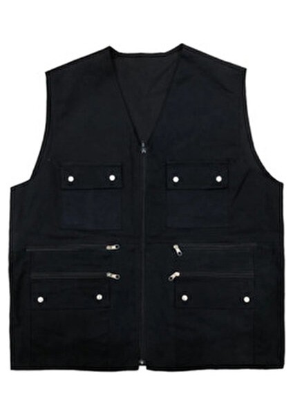 Erkek Çok Cepli Astarlı Keten Avcı Yelek