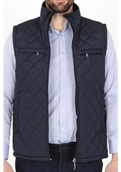 Klasik Kesim Kapitone Şişme Yelek İçi Polarlı Baba Yeleği Erkek Regular Fit Kolsuz Denim fırsatları