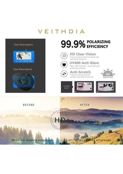 Erkek Güneş Gözlüğü - Polarize UV400 Lens (Yurt Dışından)