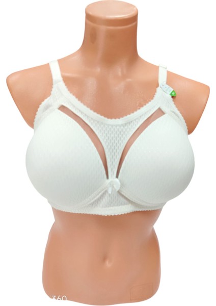 C Cup Telsiz Süngerli Önü Kumaş ve Tül Detaylı Yandan Destek Telli Toparlayıcı Sütyen