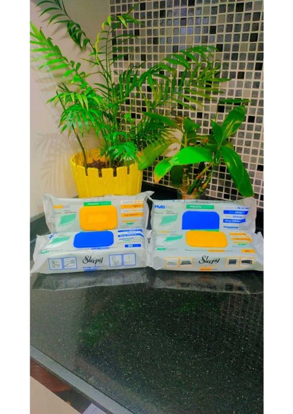 Sleepy Easy Clean Köpüklü Yağ Çözücü Havlu 2 Adet ve Köpüklü Kireç Sökücü Havlu 2 Adet 120 Yapraklı