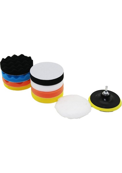 115 mm 11PCS Polisaj Sünger Seti 8 Ad. 115MM Sünger- 1 Polisaj Ped -1 M14 Adaptör - 1 Cırtlı Disk Taban (4172)