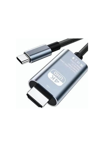 HDMI Type C - Lightning - iphone ve Tüm Type C Cihazlarla Uyumlu Hd Hdmi Kablo 4K Ultra Hd HDMI Kablo Tak Çalıştır 2 Metre (Type C To Hdmi Hb-06)