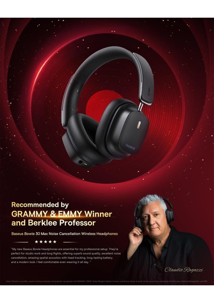 Bowie 30 Max Anc Kulaküstü Bluetooth Kulaklık, Siyah