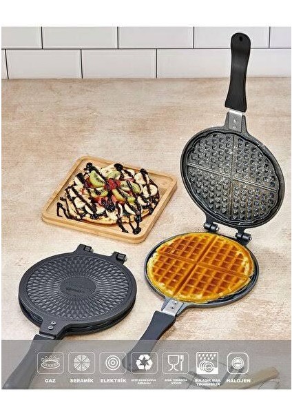 Waffle Tavası – Yapışmaz Granit Kaplama, Isıya Dayanıklı, Pratik Kullanım