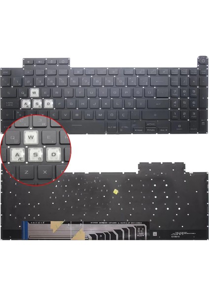 Asus Tuf Gaming F15 FX507ZU4 FX507ZC4 Notebook Klavye Rgb Işıklı