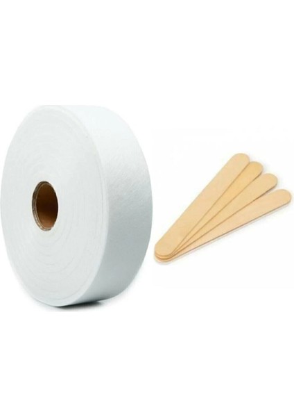 Rulo Ağda Bezi 100 Metre + 100 Adet Abeslang Spatula, Yırtılmaz ve Dayanıklı Ağda, Pürüzsüz Epilasyon