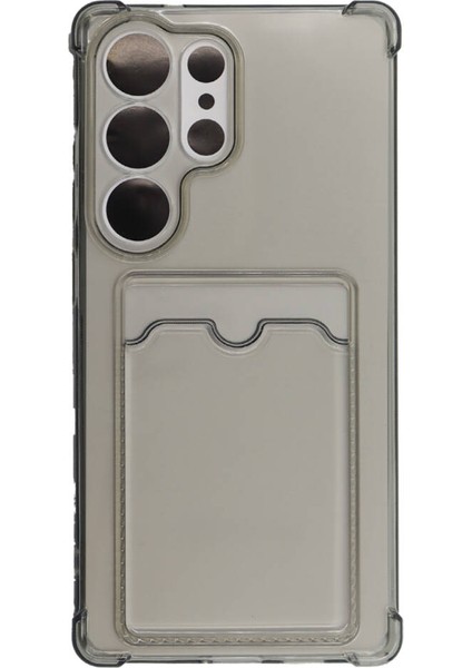 Samsung Galaxy S24 Ultra Silikon Kart Cepli Desen Koruma Kılıfı Füme