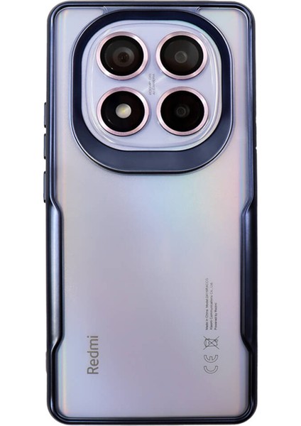 Xiaomi Redmi Note 14 Pro 4g Metal Kenarlı Şeffaf Telefon Kılıfı Mavi