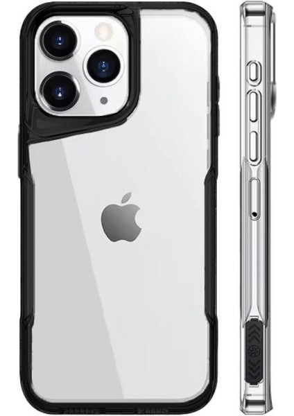 iPhone 15 Metal Kenarlı Şeffaf Telefon Kılıfı Siyah