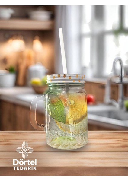 Pipetli Kavanoz Bardak