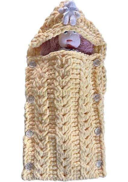 0674 El Örgüsü Puffy Iplik Kundak Bebek Battaniyesi / 0 - 2 Yaş fırsatları