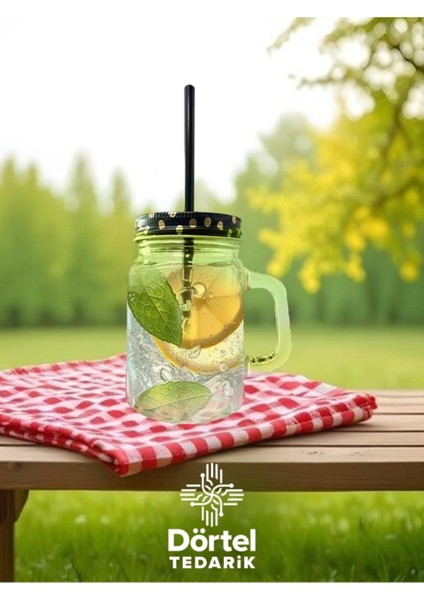 Pipetli Kavanoz Bardak