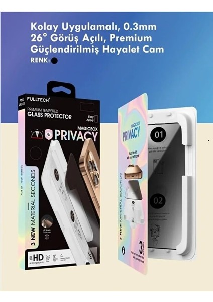 iPhone 15 Pro Max Uyumlu Hayalet Cam Ekran Koruyucu Kolay Uygulamalı Premium Güçlendirilmiş