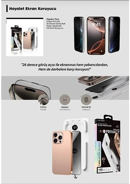 iPhone 15 Pro Max Uyumlu Hayalet Cam Ekran Koruyucu Kolay Uygulamalı Premium Güçlendirilmiş fiyatları