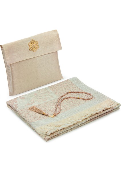 Hediyelik Şantuk Çantalı, Tesbihli, Çeyizlik Seccade Seti - Gold