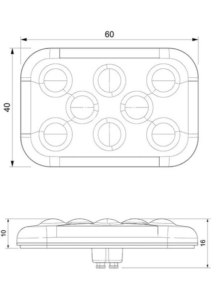12V Park Lambası 6-Ledli Yapışkanlı 3m Bantlı Su Geçirmez Beyaz (60*40 Mm)