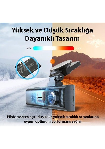 R316 4K Gps Wi-Fi Araç Kamerası + 64GB Sd Kart ve Acc Bağlantı Kiti