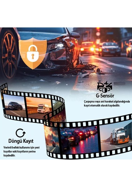 R316 4K Gps Wi-Fi Araç Kamerası + 64GB Sd Kart ve Acc Bağlantı Kiti